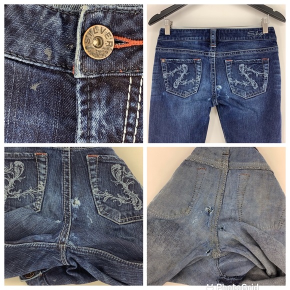 Silver Jeans Santorini Crop Jeans Dark Wash, 26 DAMAGED - Picture 14 of 16